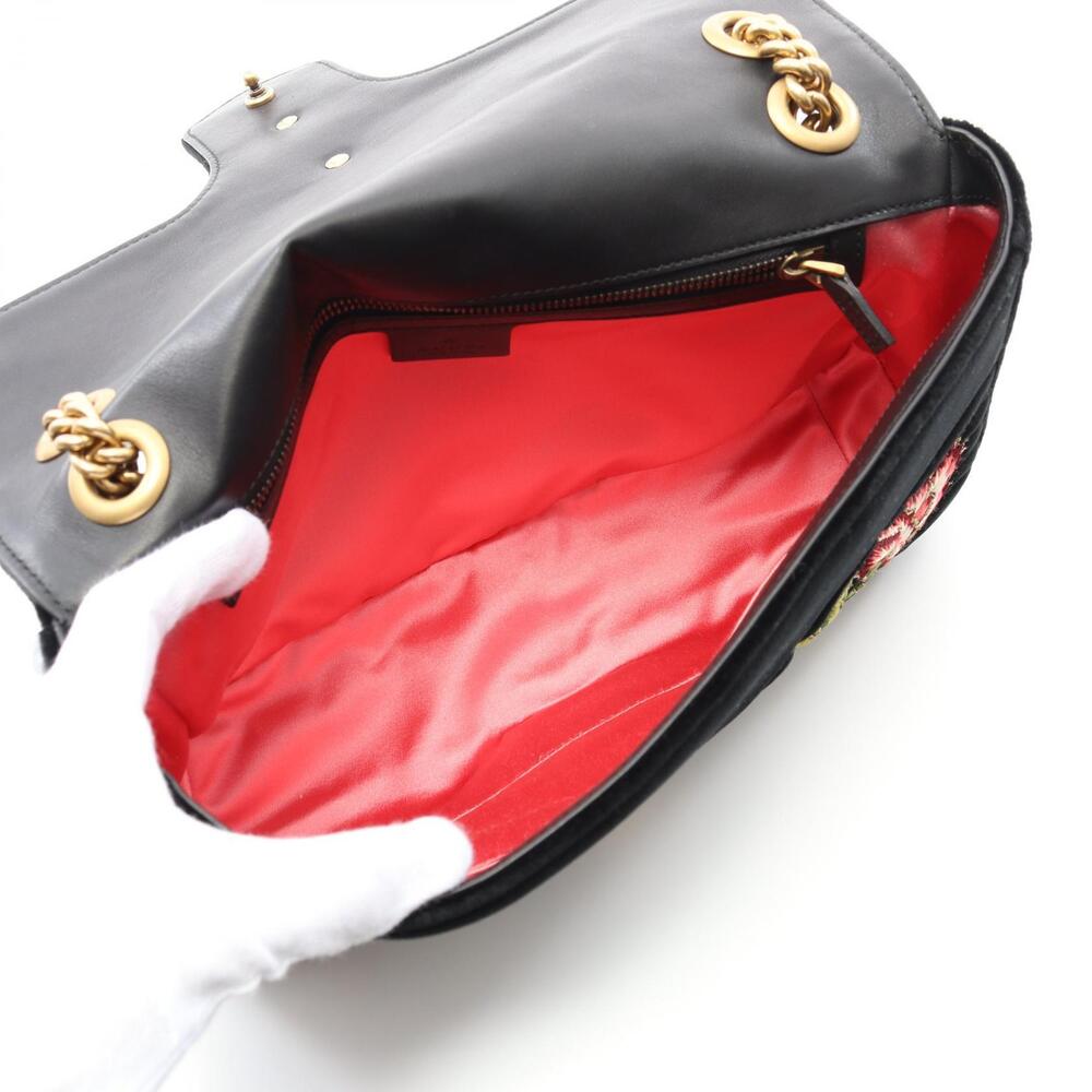 Gucci GG Marmont Velvet Shoulder Bag Black Multicolor - Picture 3 of 7